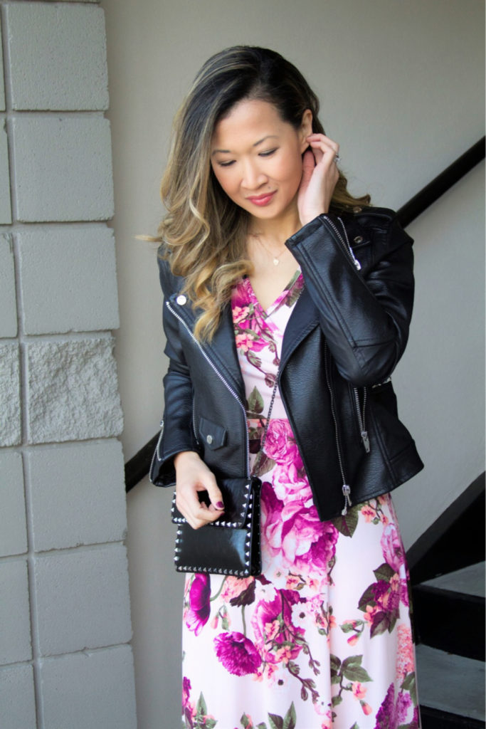 Spring Style Maxi Dress x Moto Jacket  A Beautiful RAWR