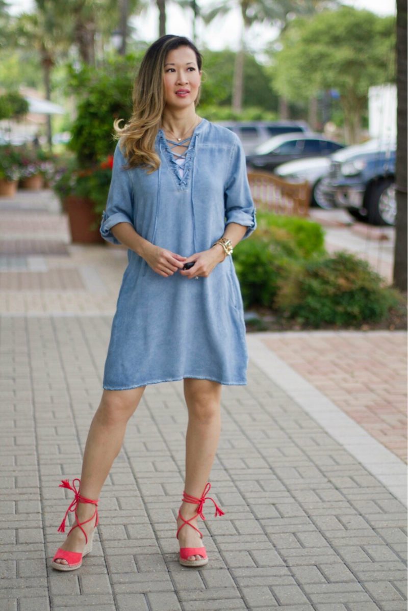 chambray maxi shirt dress